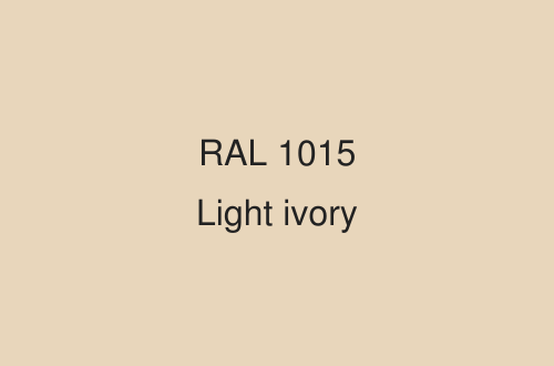 A flat light ivory color swatch with centered text reading 'RAL 1015' and 'Light ivory' on a solid warm beige background.
